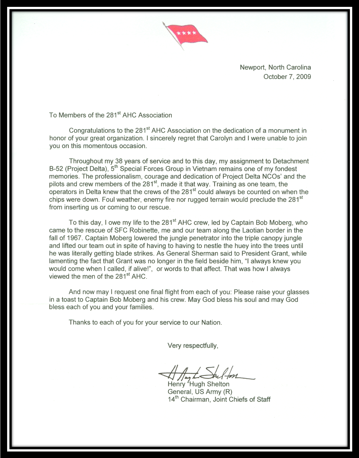 Letter, Chairman, Joint Chiefs
