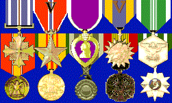 DFC, Bronze Star, Purple Heart, Air Medal (7 Awards), National Defense, Vietnam Service, RVN Military Merit, RVN Cross of Gallantry, RVN Campaign medals